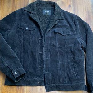 Forever 21 Black corduroy fleece lined jacket